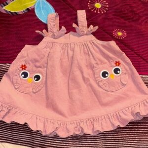 Pink Corduroy Owl Dress